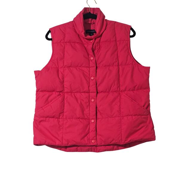 Lands' End Girl's Puffer Vest Size Large Pink Snap Up with Pockets Goose Down - Picture 1 of 8